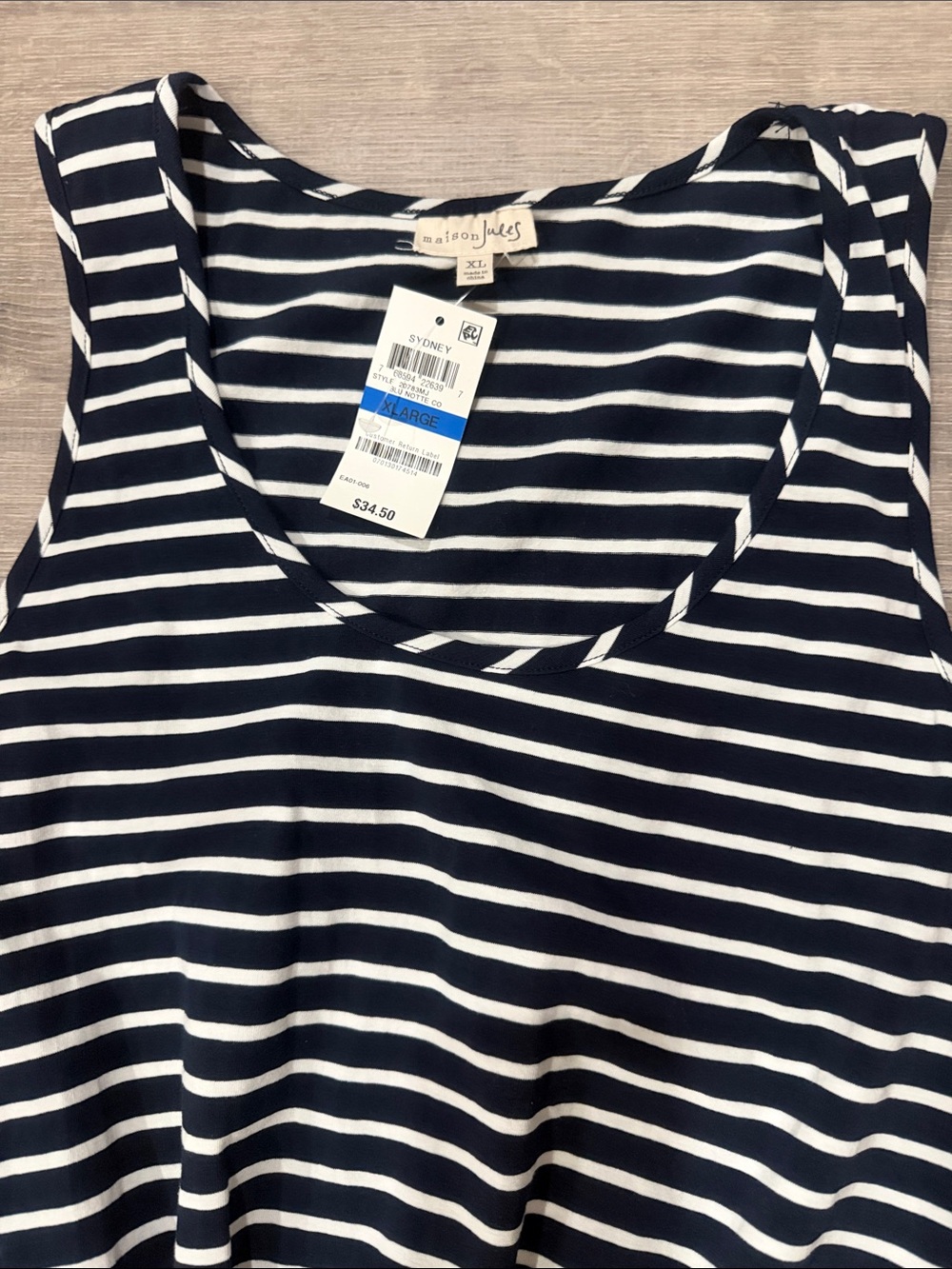 Maison Jules Navy & White Striped Scoop Neck Tank